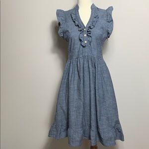 Roberta Oaks Cotton ruffle gray XS dress